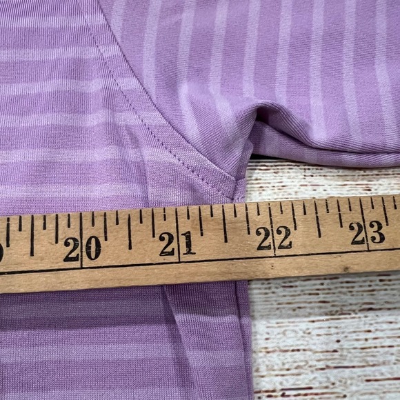 Under Armour HeatGear Mens Lavender Stripe Golf Polo Shirt StoneRidge Logo MD - Picture 7 of 9